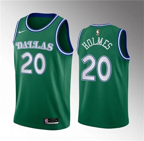 Men's Dallas Mavericks #20 Richaun Holmes Green 2023 Draft Classic Edition Stitched Basketball Jersey