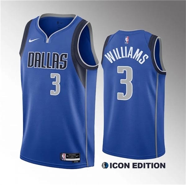 Men's Dallas Mavericks #3 Grant Williams Blue Icon Edition Stitched Basketball Jersey