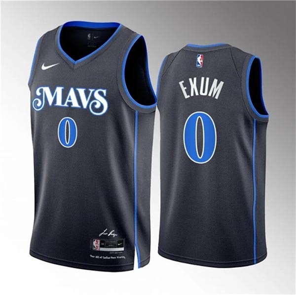 Men's Dallas Mavericks #0 Dante Exum Black 2023-24 City Edition Stitched Basketball Jersey