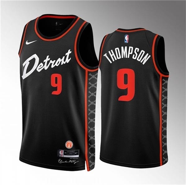 Men's Detroit Pistons #9 Ausar Thompson Black 2023-24 City Edition Stitched Basketball Jersey