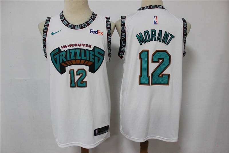 Grizzly Morant #12 New White Retro Fan Edition jersey