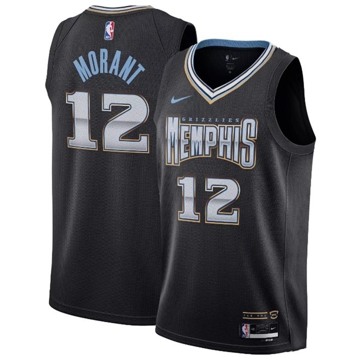 Men's Memphis Grizzlies #12 Ja Morant Black 2022-23 City Edition Stitched Basketball Jersey