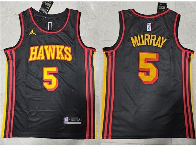 Men's Atlanta Hawks #5 Dejounte Murray Black Statement Edition Swingman Jersey