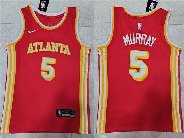 Men's Atlanta Hawks #5 Dejounte Murray Red Swingman Jersey