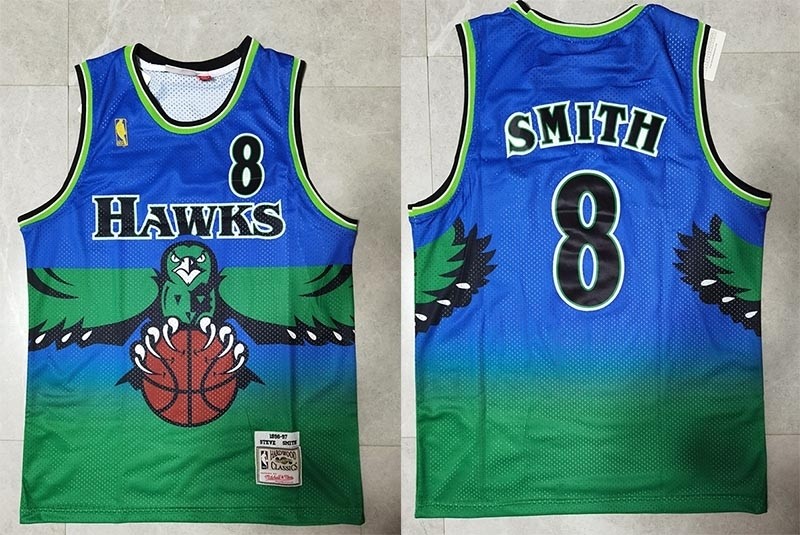 NBA Atlanta Hawks #8 Steve Smith Blue 1996-97 Hardwood Classics Jersey