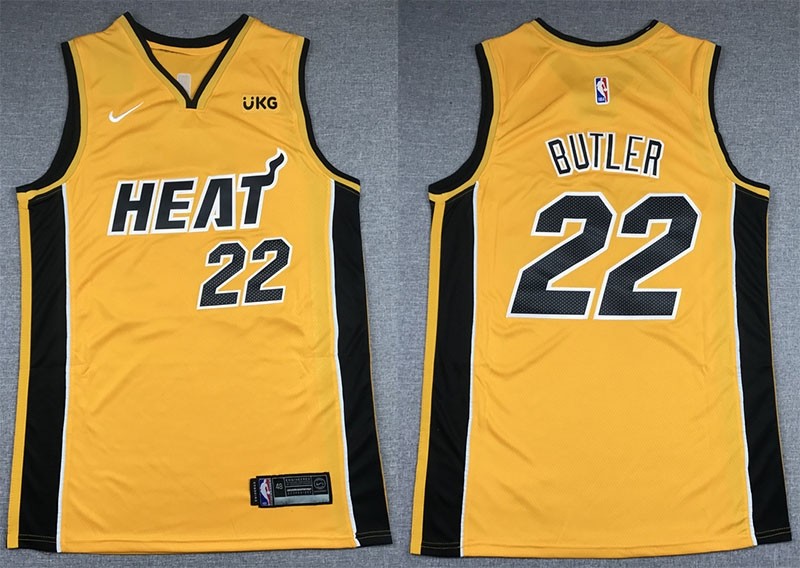 NBA Miami Heat #22 Jimmy Butler Yellow Swingman Earned Edition Jersey