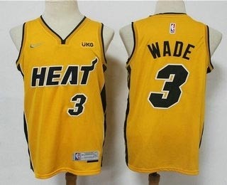 Men's Miami Heat #3 Dwyane Wade Yellow Nike Swingman 2021 Earned Edition Stitched Jersey