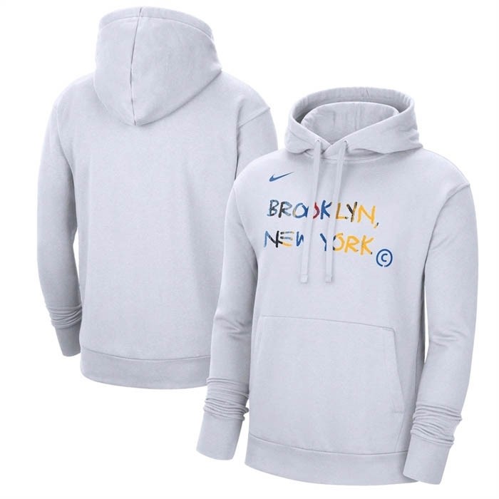 Men's Brooklyn Nets White 2022-23 City Edition Essential Pullover Hoodie