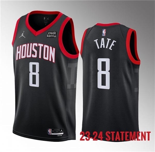 Men's Houston Rockets #8 Jae'Sean Tate Black 2023 Statement Edition Stitched Basketball Jersey