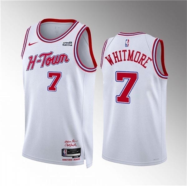 Men's Houston Rockets #7 Cam Whitmore White 2023-24 City Edition Stitched Jersey