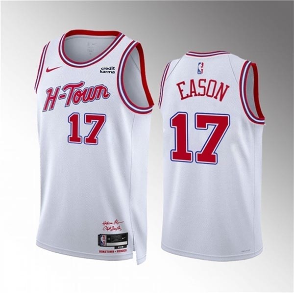 Men's Houston Rockets #17 Tari Eason White 2023-24 City Edition Stitched Jersey