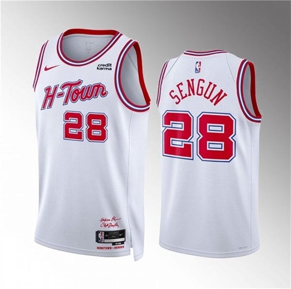 Men's Houston Rockets #28 Alperen Sengun White 2023-24 City Edition Stitched Jersey