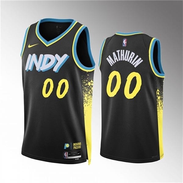 Men's Indiana Pacers #00 Bennedict Mathurin Black 2023-24 City Edition Stitched Basketball Jersey