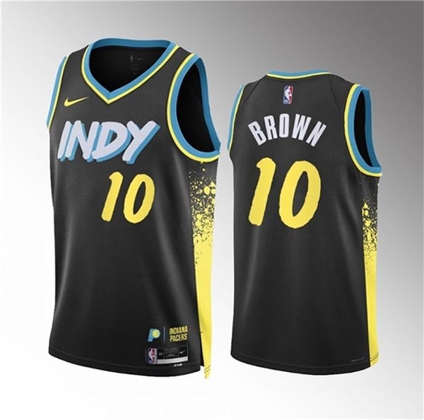 Men's Indiana Pacers #10 Kendall Brown Black 2023-24 City Edition Stitched Basketball Jersey