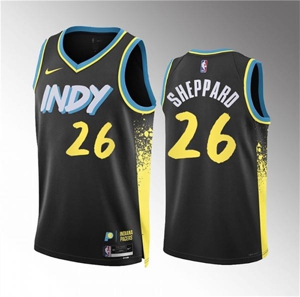 Men's Indiana Pacers #26 Ben Sheppard Black 2023-24 City Edition Stitched Basketball Jersey