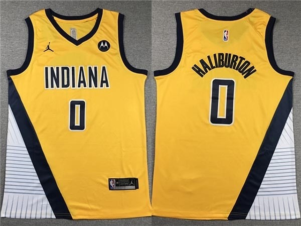 Men's Indiana Pacers #0 Tyrese Haliburton 2023-24 Gold Statement Edition Swingman Jersey