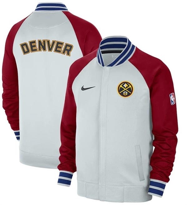 Men's Denver Nuggets Grey Red 2022-23 City Edition Full-Zip Jacket