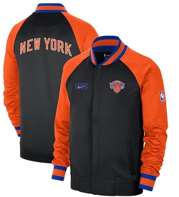 Men's New York Knicks Black Orange 2022-23 City Edition Full-Zip Jacket