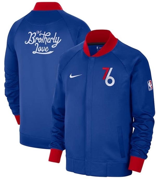 Men's Philadelphia 76ers Blue 2022-23 City Edition Showtime Thermaflex Full-Zip Jacket