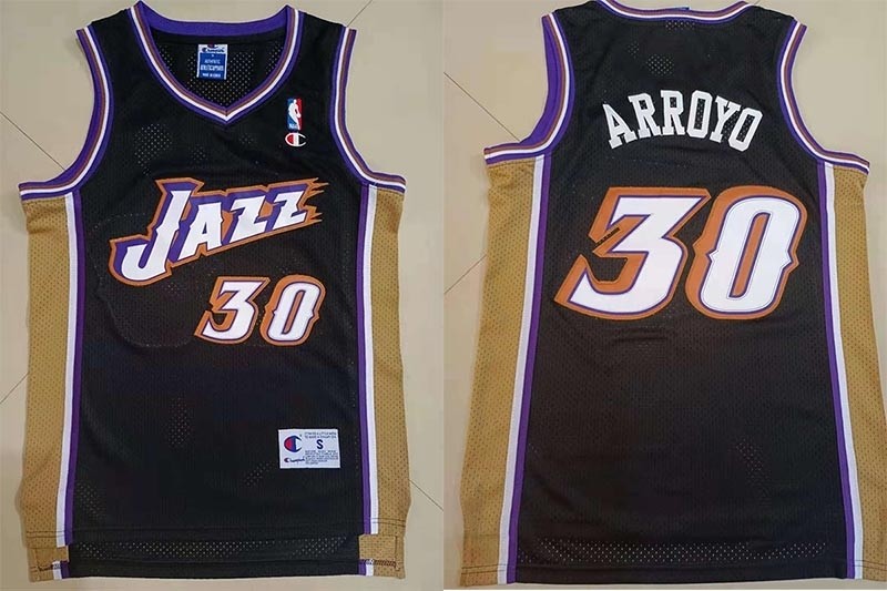 NBA Utah Jazz #30 Carlos Arroyo Black Hardwood Classics Jersey