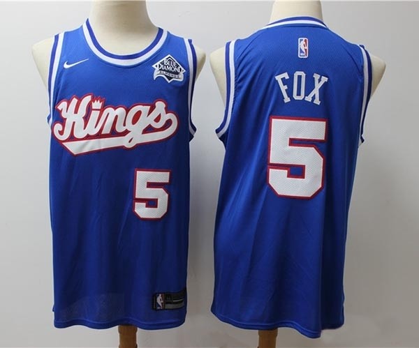 Kings #5 De'Aaron Fox Blue Nike Authentic Jersey