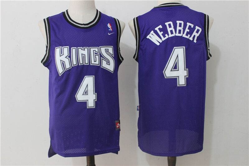 NBA Throwback Sacramento Kings #4 Chris Webber Purple jerseys