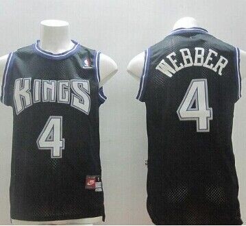 NBA Throwback Sacramento Kings #4 Chris Webber Black jerseys