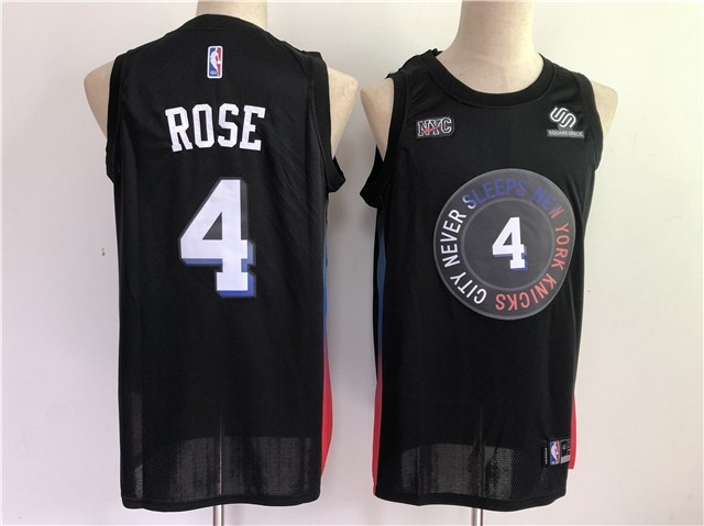 New York Knicks #4 Derrick Rose 2020-21 Black City Edition Swingman Jersey