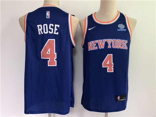 New York Knicks #4 Derrick Rose Blue Swingman Jersey