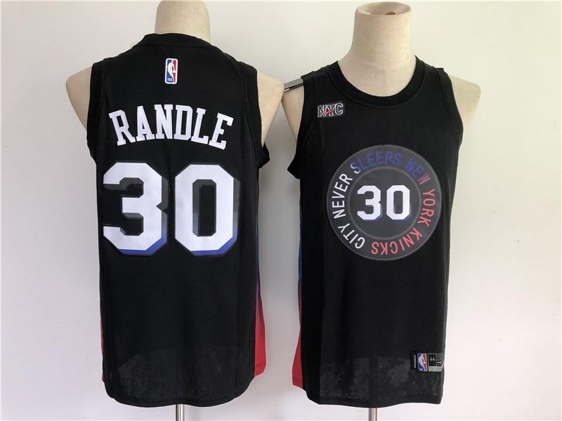 Men's New York Knicks #30 Randle Black City Edition 2021 NBA Jersey