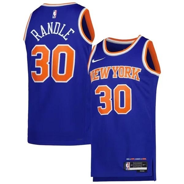 Men's New Yok Knicks #30 Julius Randle 2022-23 Blue Icon Edition Swingman Stitched Basketball Jersey