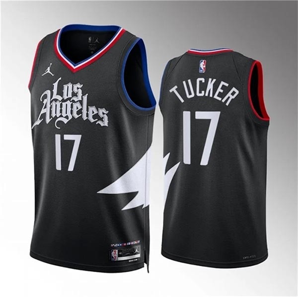 Men's Los Angeles Clippers #17 P.J. Tucker Black Statement Edition Stitched Jersey