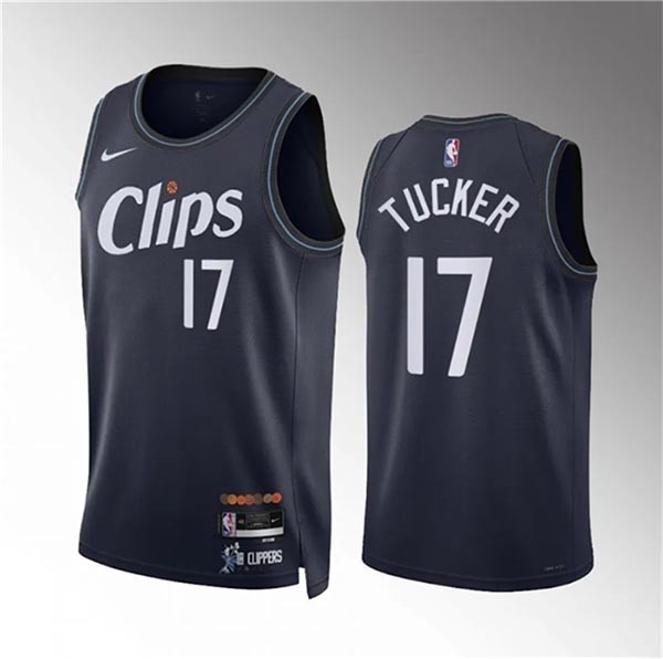 Men's Los Angeles Clippers #17 P.J. Tucker Navy 2023-24 City Edition Stitched Jersey