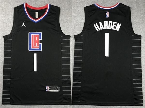 Men's Los Angeles Clippers #1 James Harden Black Statement Swingman Jersey