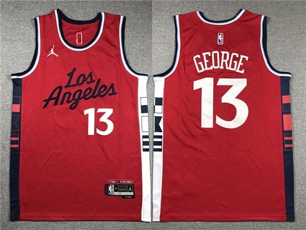 Men's Los Angeles Clippers #13 Paul George 2024-25 Red Statement Edition Swingman Jersey