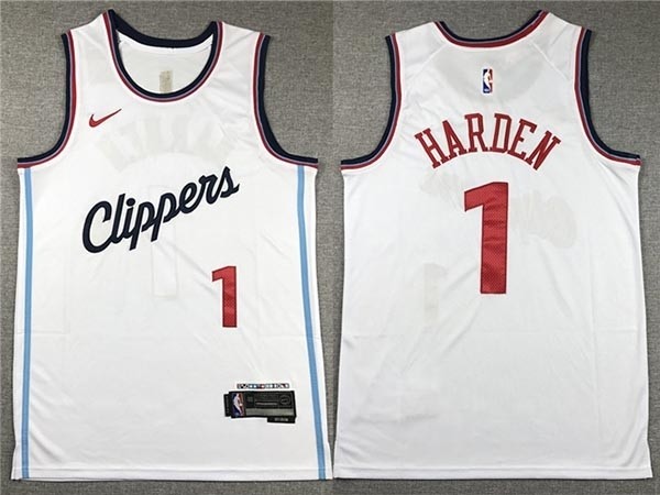 Men's Los Angeles Clippers #1 James Harden 2024-25 White Swingman Jersey