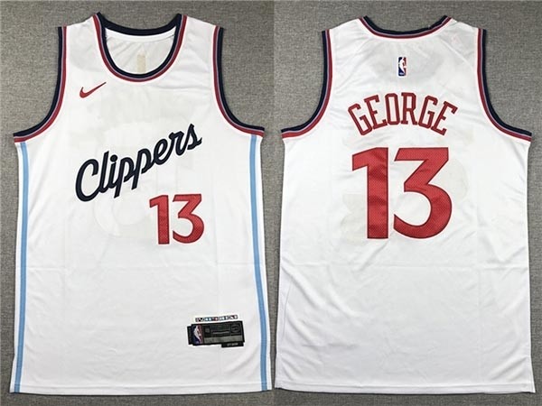 Men's Los Angeles Clippers #13 Paul George 2024-25 White Swingman Jersey