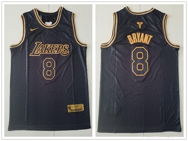 NBA Los Angeles Lakers #8 Kobe Bryant Black Gold Edition Nike Swingman Jersey