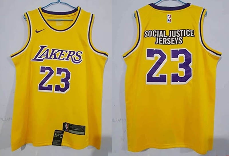 Lakers #23 Social Justice Jerseys yellow