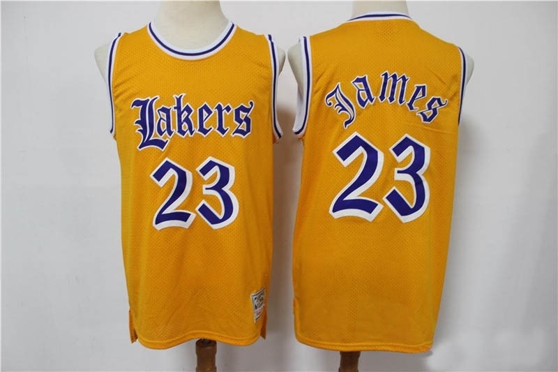 Lakers James #23 Yellow Old England Retired Limited Edition Jersey