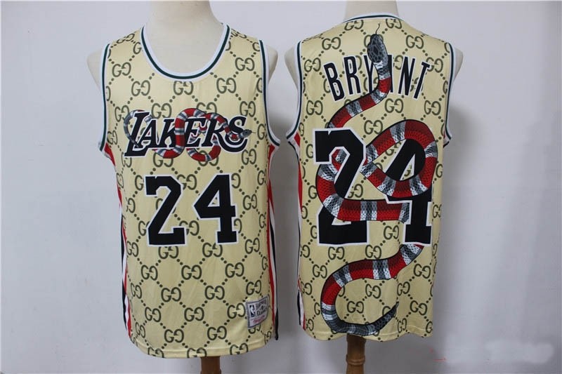 NBA Los Angeles Lakers #24 Kobe Bryant GUCCI+Big Snake Swingman Jersey