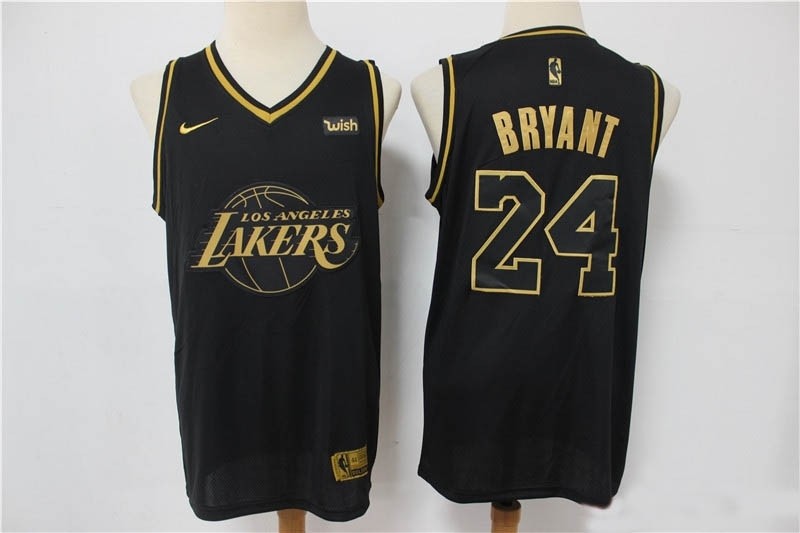 NBA Los Angeles Lakers #24 Kobe Bryant Black Golden Nike Swingman Jerse