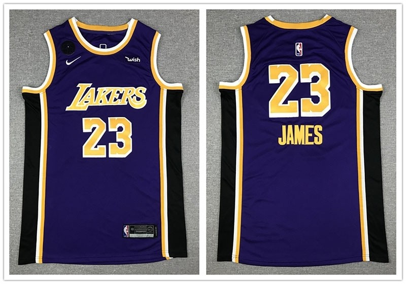 NBA Los Angeles Lakers #23 Lebron James Purple Nike KB patch Jersey