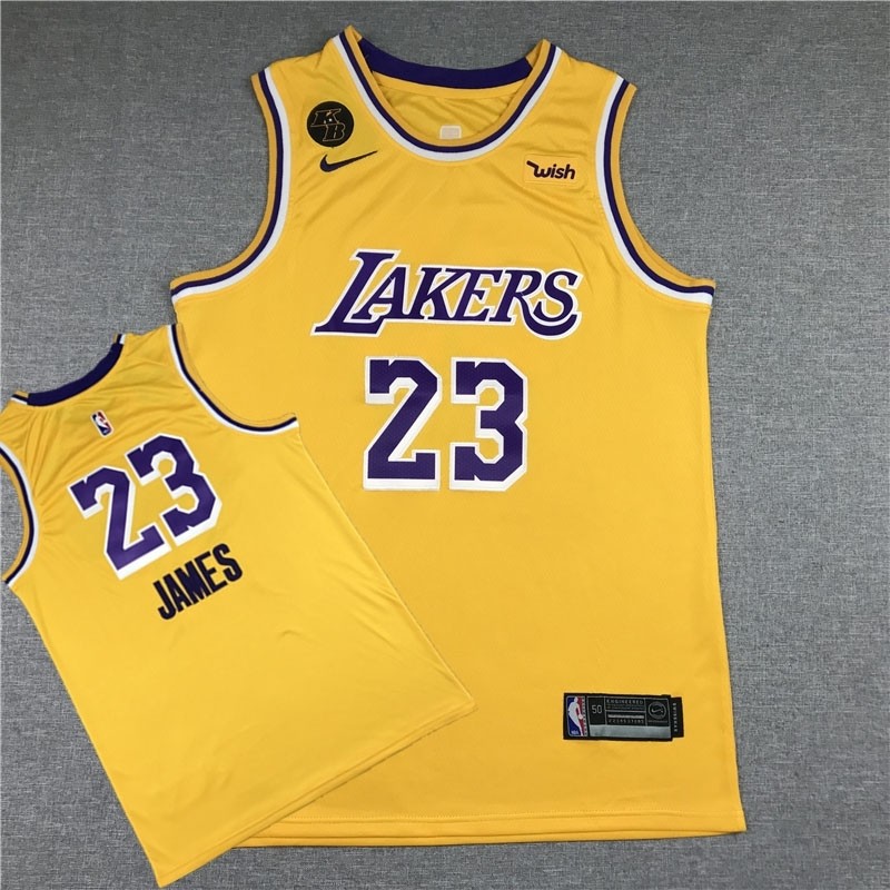 NBA Los Angeles Lakers #23 Lebron James Yellow Nike KB patch Jersey