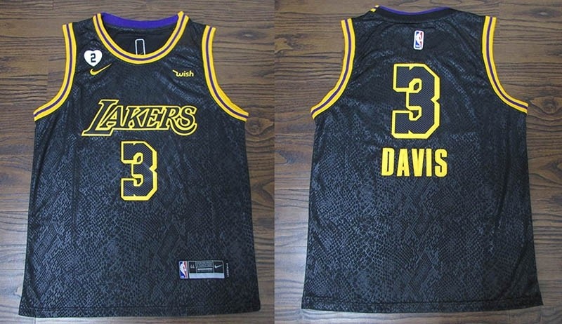 NBA Los Angeles Lakers #3 Anthony Davis Black Mamba Love Gianna Jersey