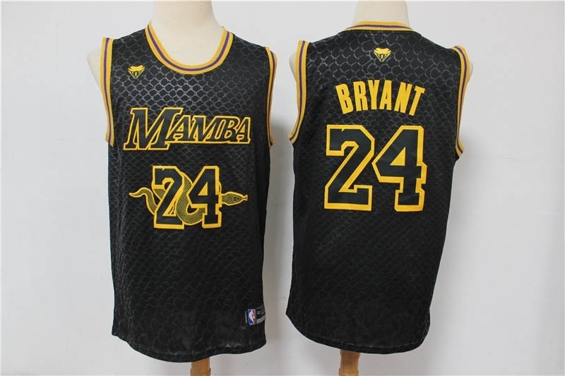 NBA Los Angeles Lakers #24 Kobe Bryant Black Big Snake Black Mamba Jersey