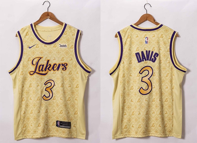 NBA Lakers #3 Anthony Davis 20-21 Yellow LV Swingman  Jersey