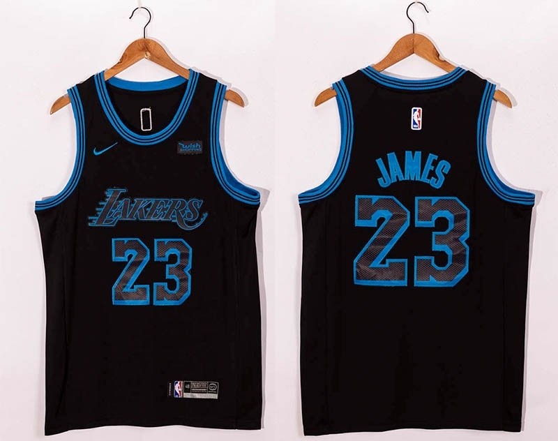 NBA Lakers #23 Lebron James Black 2020-21 City Edition Nike Swingman Jersey