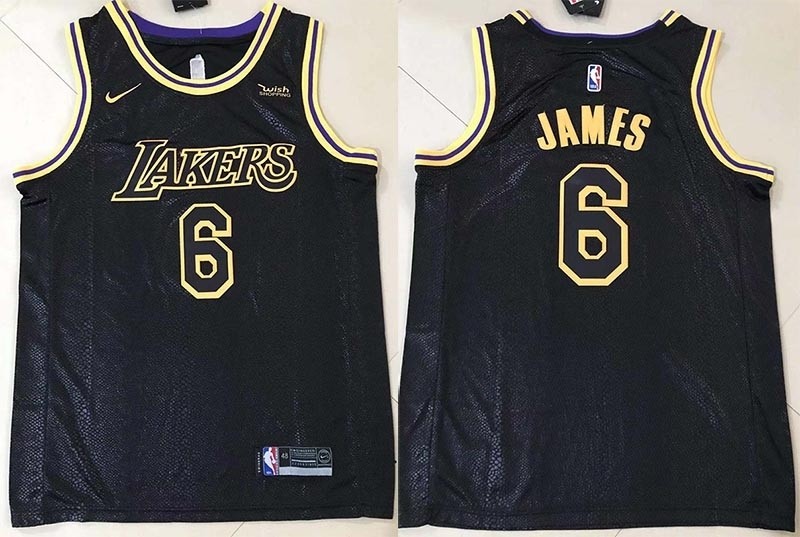 NBA Los Angeles Lakers #6 Lebron James Black Mamba Nike Swingman Jersey