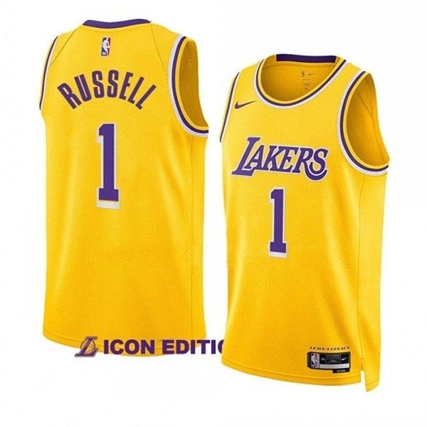 Men's Los Angeles Lakers #1 D'Angelo Russell Yellow Icon Edition Swingman Stitched Basketball Jersey